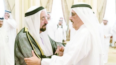 Sharjah Ruler accepts condolences from Hamdan bin Rashid